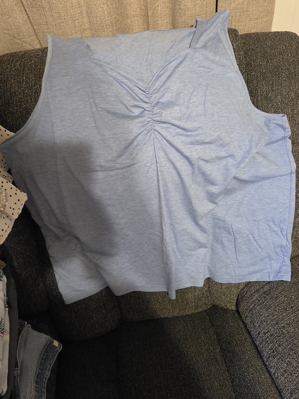 SHEIN Light Blue Ruched Front Tank Top